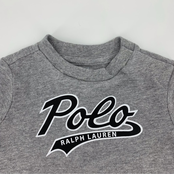 Ralph Lauren NWT Infant Heather Grey Script 'Polo' Logo Short Sleeve Tee, 3M - Picture 6 of 14